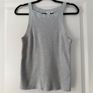 GAP Ribbed Knit Tank Top - Light Gray with shimmer